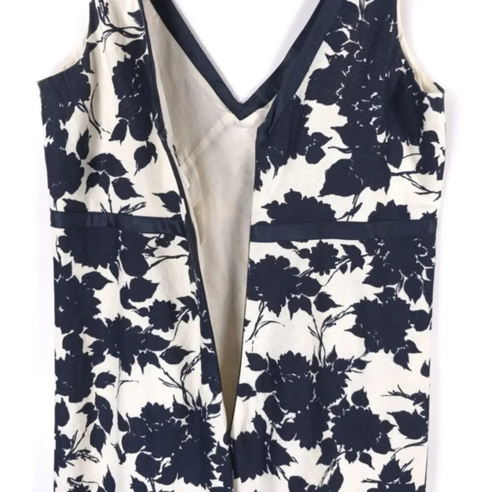 NWT J.CREW Women’s 100% LINEN SILK TRIM Sleeveless V-Neck Dress Floral Size 10‎